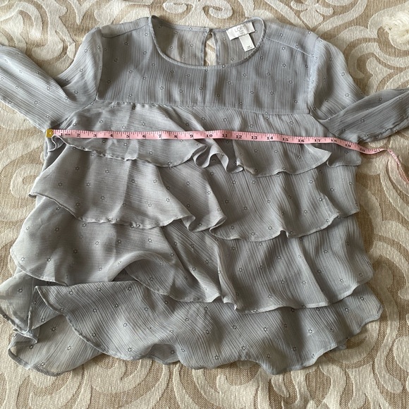 LOFT Light Gray Ruffled Blouse - Picture 8 of 8